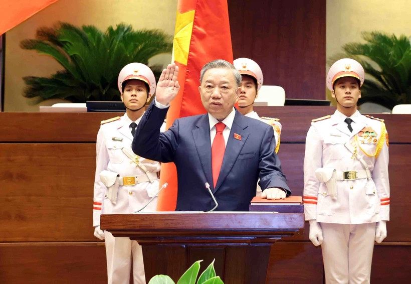 Đại tướng Tô Lâm tuyên thệ nhậm chức Chủ tịch nước Cộng hòa Xã hội Chủ nghĩa Việt Nam Khóa XV. (Ảnh: Mai Mai/Vietnam+)