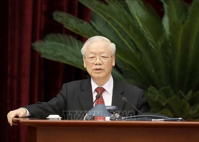 Tổng Bí thư Nguyễn Phú Trọng phát biểu kết luận tại Hội nghị. Ảnh: TTXVN