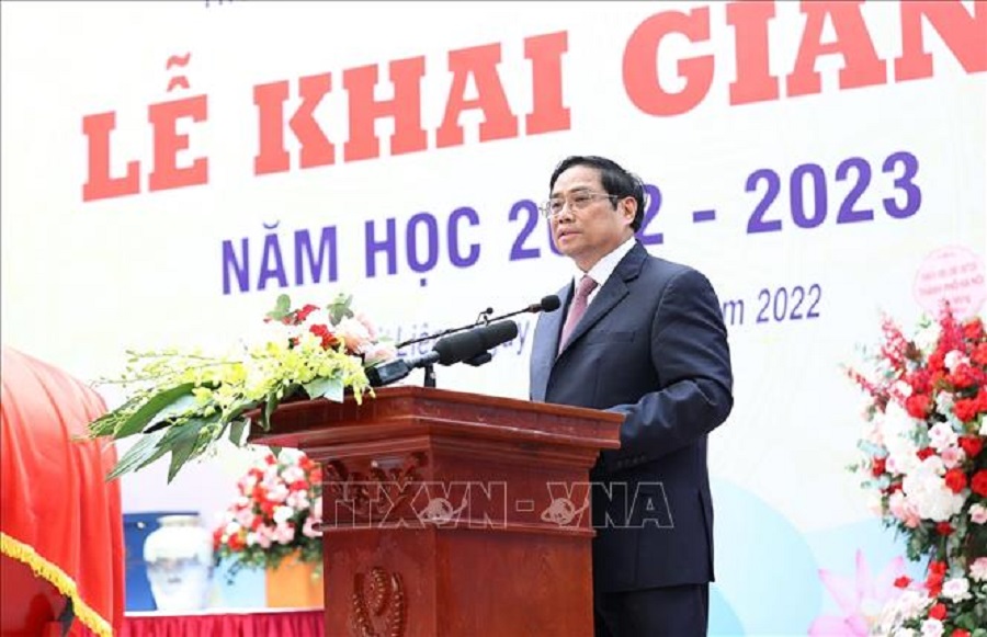 Thủ tướng Phạm Minh Chính phát biểu tại Lễ khai giảng năm học mới ở trường Tiểu học Đoàn Thị Điểm