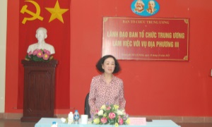 Đồng chí Trương Thị Mai, Ủy viên Bộ Chính trị, Thường Trực Ban Bí thư, Trưởng Ban Tổ chức Trung ương làm việc với Vụ Địa phương III