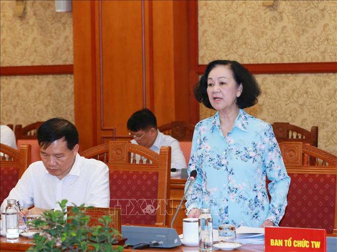 Thường trực Ban Bí thư, Trưởng Ban Tổ chức Trung ương Trương Thị Mai phát biểu chỉ đạo tại hội nghị.
