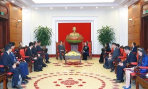 Thường trực Ban Bí thư, Trưởng Ban Tổ chức Trung ương Trương Thị Mai tiếp nguyên Đại sứ đặc biệt Việt Nam - Nhật Bản