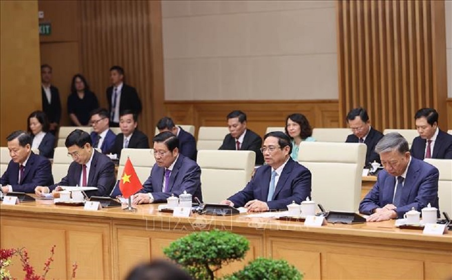 Thủ tướng Phạm Minh Chính phát biểu tại cuộc hội kiến Tổng Bí thư, Chủ tịch nước Trung Quốc Tập Cận Bình.