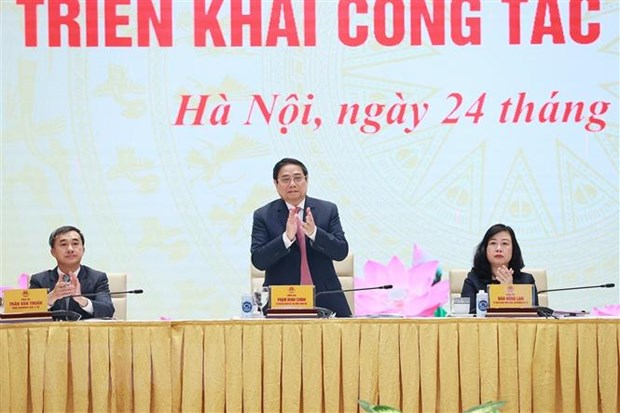 Thủ tướng Phạm Minh Chính chủ trì Hội nghị. (Ảnh: Dương Giang/TTXVN).