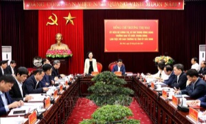 Đồng chí Trương Thị Mai, Uỷ viên Bộ Chính trị, Bí thư Trung ương Đảng, Trưởng Ban Tổ chức Trung ương làm việc với Ban Thường vụ Tỉnh ủy Bắc Ninh