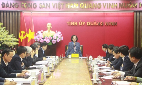 Trưởng Ban Tổ chức Trung ương Trương Thị Mai làm việc với Ban Thường vụ Tỉnh ủy Quảng Ninh