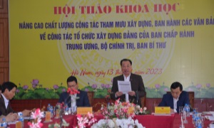 Hội thảo khoa học về nâng cao chất lượng công tác tham mưu xây dựng, ban hành các văn bản về công tác tổ chức xây dựng Đảng