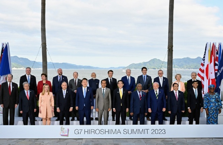 Thủ tướng Phạm Minh Chính cùng các nhà lãnh đạo các nước G7 mở rộng. Ảnh: VGP/Nhật Bắc.