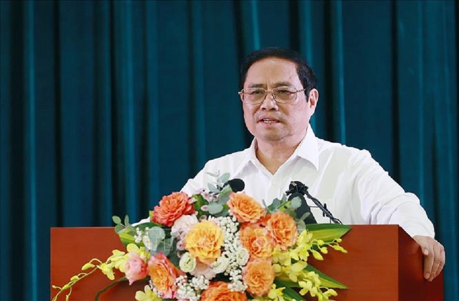 Thủ tướng Phạm Minh Chính phát biểu chỉ đạo tại buổi làm việc với Hội Nhà báo Việt Nam. Ảnh: Dương Giang/TTXVN.