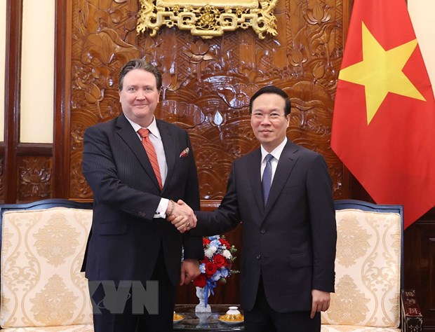 Chủ tịch nước Võ Văn Thưởng tiếp Đại sứ Hoa Kỳ tại Việt Nam Marc E. Knapper. (Ảnh: Thống Nhất/TTXVN).