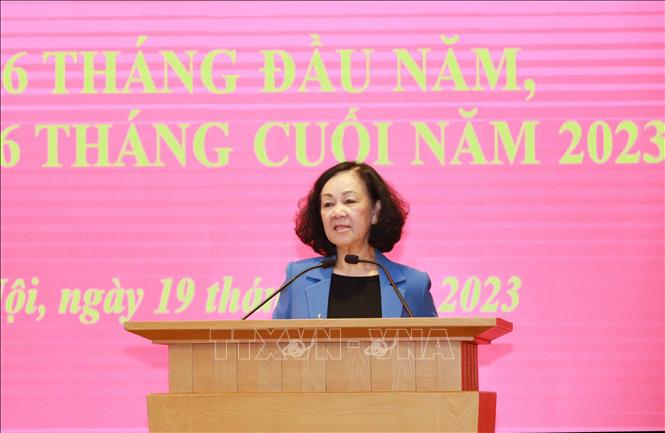 Thường trực Ban Bí thư Trương Thị Mai phát biểu chỉ đạo hội nghị.