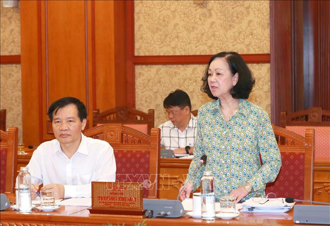 Thường trực Ban Bí thư Trương Thị Mai phát biểu chỉ đạo tại Hội nghị giao ban.