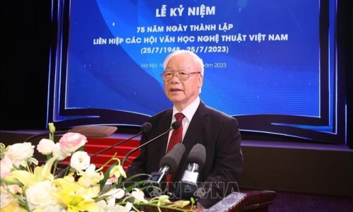 Tổng Bí thư Nguyễn Phú Trọng dự Lễ kỷ niệm 75 năm Ngày thành lập Liên hiệp Các hội văn học nghệ thuật Việt Nam