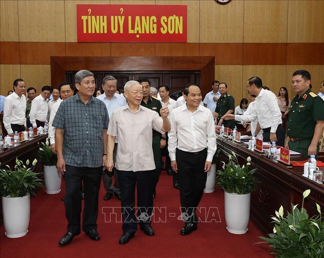 Tổng Bí thư Nguyễn Phú Trọng đến làm việc với Ban Thường vụ và lãnh đạo chủ chốt tỉnh Lạng Sơn.
