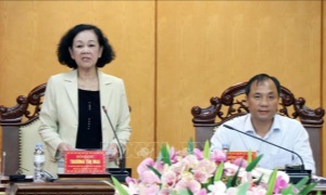 Thường trực Ban Bí thư, Trưởng Ban Tổ chức Trung ương Trương Thị Mai làm việc với tỉnh Hà Tĩnh