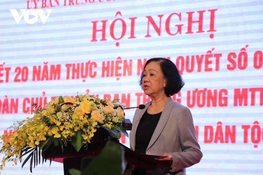 Đồng chí Trương Thị Mai, Ủy viên Bộ Chính trị, Thường trực Ban Bí thư, Trưởng Ban Tổ chức Trung ương phát biểu chỉ đạo tại Hội nghị.
