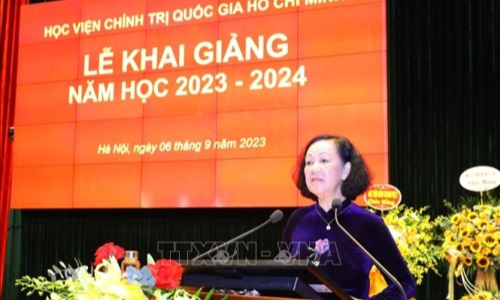 Thường trực Ban Bí thư, Trưởng Ban Tổ chức Trung ương Trương Thị Mai dự Lễ khai giảng năm học mới tại Học viện Chính trị quốc gia Hồ Chí Minh