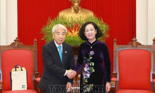 Thường trực Ban Bí thư, Trưởng Ban Tổ chức Trung ương Trương Thị Mai tiếp Chủ tịch Thượng viện Nhật Bản