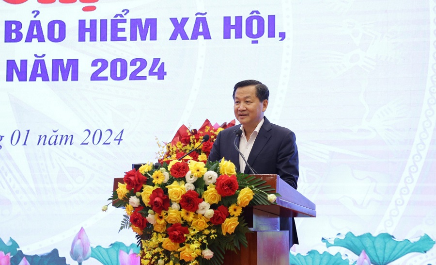 Bí thư Trung ương Đảng, Phó Thủ tướng Chính phủ Lê Minh Khái phát biểu chỉ đạo Hội nghị.