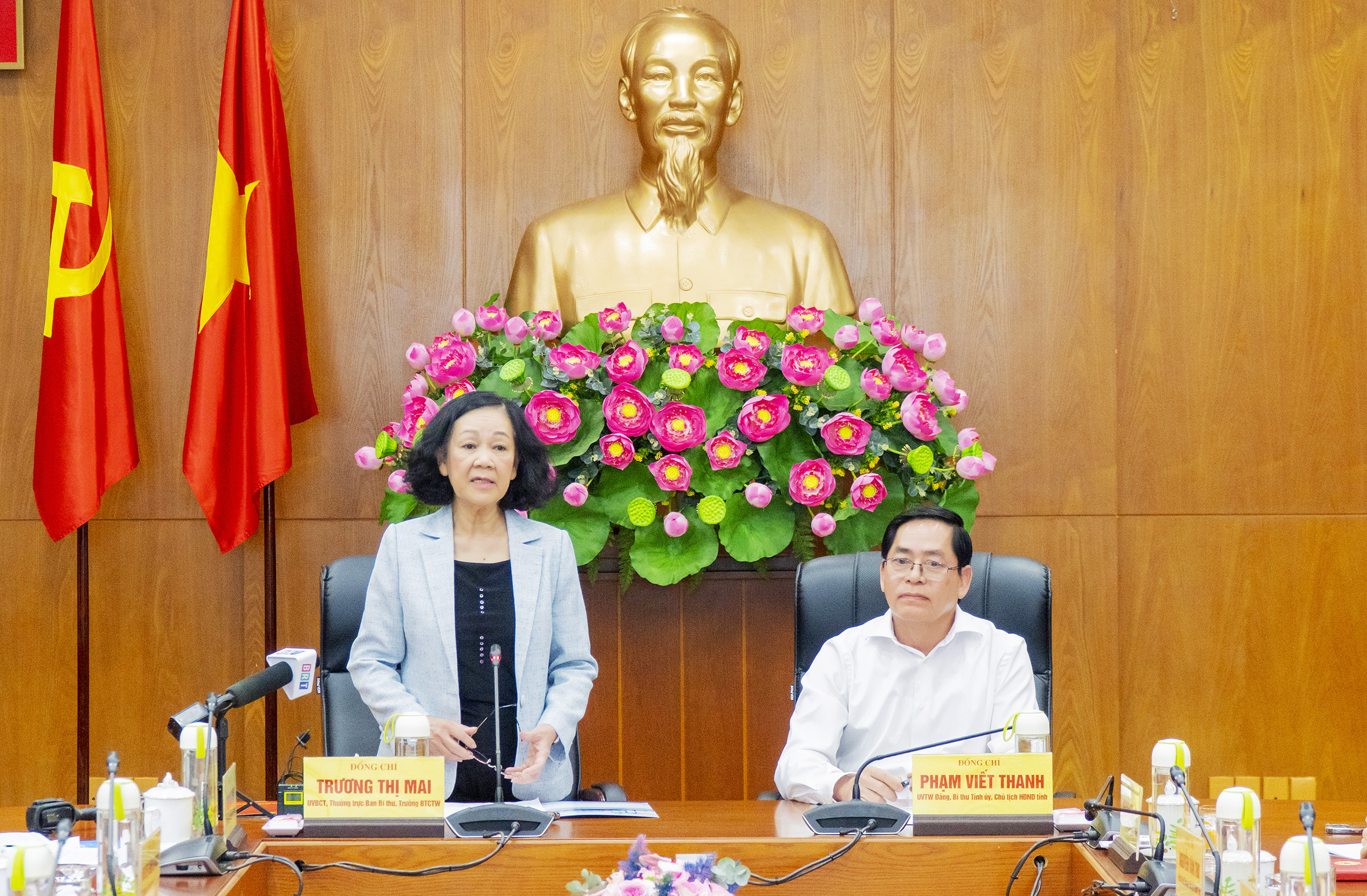 Ủy viên Bộ Chính trị, Thường trực Ban Bí thư, Trưởng Ban Tổ chức Trung ương Trương Thị Mai phát biểu tại buổi làm việc.