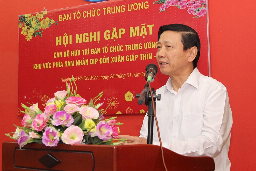 Đồng chí Nguyễn Ngọc Lâm - Trưởng Ban liên lạc cán bộ hưu trí Ban Tổ chức Trung ương, nguyên Phó Trưởng Ban Tổ chức Trung ương phát biểu tại Hội nghị (Ảnh: H.H).