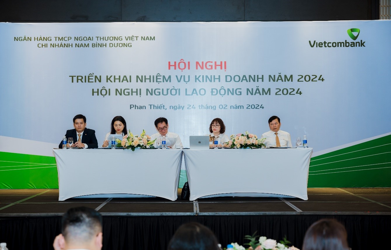 Hội nghị người lao động Vietcombank Chi nhánh Nam Bình Dương năm 2024.