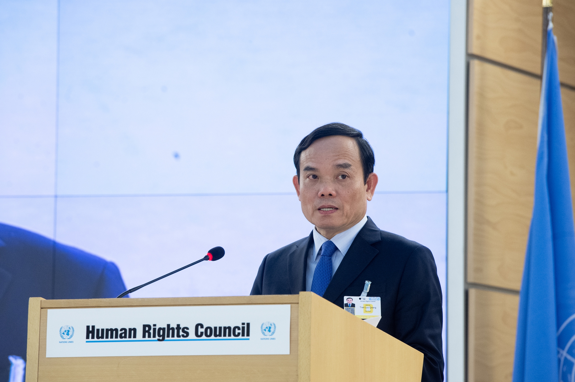 Phó thủ tướng Trần Lưu Quang dẫn đầu đoàn đại biểu Việt Nam dự khai mạc và phát biểu tại phiên họp cấp cao khóa họp thường kỳ lần thứ 52 của Hội đồng Nhân quyền Liên hiệp quốc.