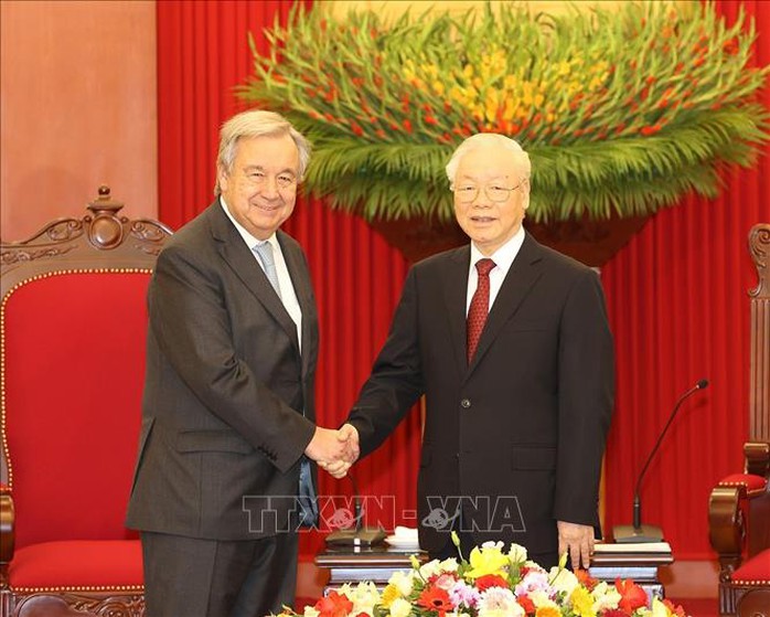Tổng Bí thư Nguyễn Phú Trọng tiếp Tổng Thư ký Liên hiệp quốc António Guterres năm 2022