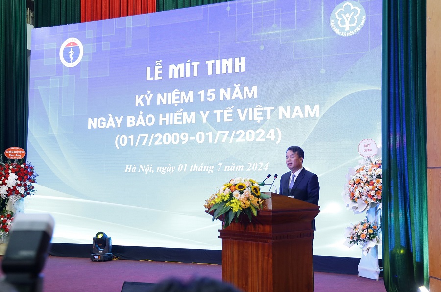 Tổng Giám đốc BHXH Việt Nam Nguyễn Thế Mạnh phát biểu tại buổi lễ.