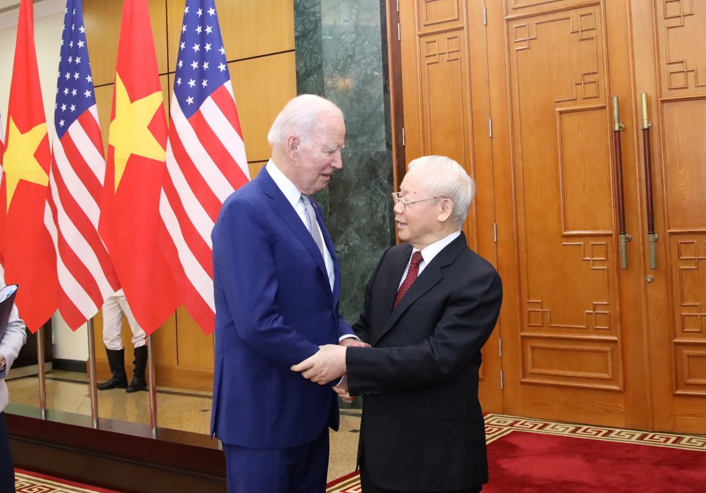 Tổng Bí thư Nguyễn Phú Trọng và Tổng thống Hoa Kỳ Joe Biden tại Hà Nội ngày 10-9-2023.