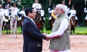 Thủ tướng Narendra Modi chủ trì lễ đón Thủ tướng Phạm Minh Chính thăm Ấn Độ