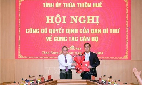 Đồng chí Phạm Đức Tiến giữ chức Phó Bí thư Tỉnh ủy Thừa Thiên - Huế