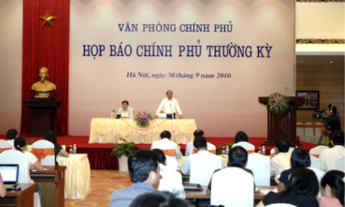 Họp báo Chính phủ thường kỳ tháng 9-2010