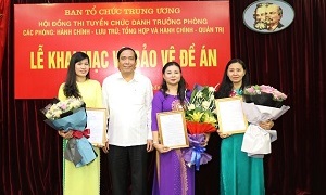 Ban Tổ chức Trung ương thi tuyển các chức danh trưởng phòng