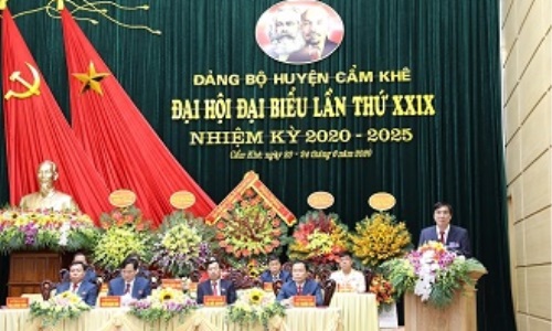 Đại hội đại biểu Đảng bộ huyện Cẩm Khê lần thứ XXIX, nhiệm kỳ 2020-2025 thành công tốt đẹp