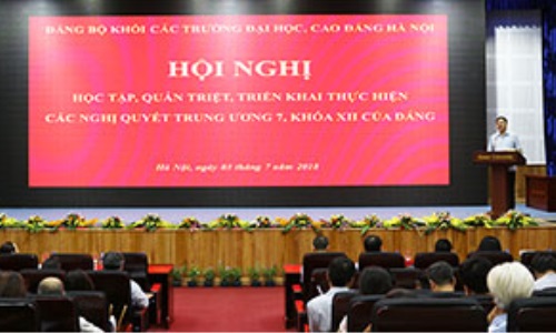 Đảng ủy Khối các trường đại học, cao đẳng Hà Nội quán triệt, triển khai Nghị quyết Trung ương 7 (khóa XII)