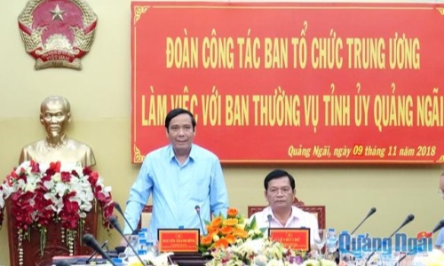 Đoàn công tác Ban Tổ chức Trung ương làm việc với Ban Thường vụ Tỉnh ủy Quảng Ngãi