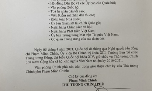 Giới thiệu chữ ký của Thủ tướng