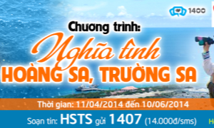 Cùng hướng về Hoàng Sa, Trường Sa thân yêu bằng nhắn tin "HSTS" gửi 1407